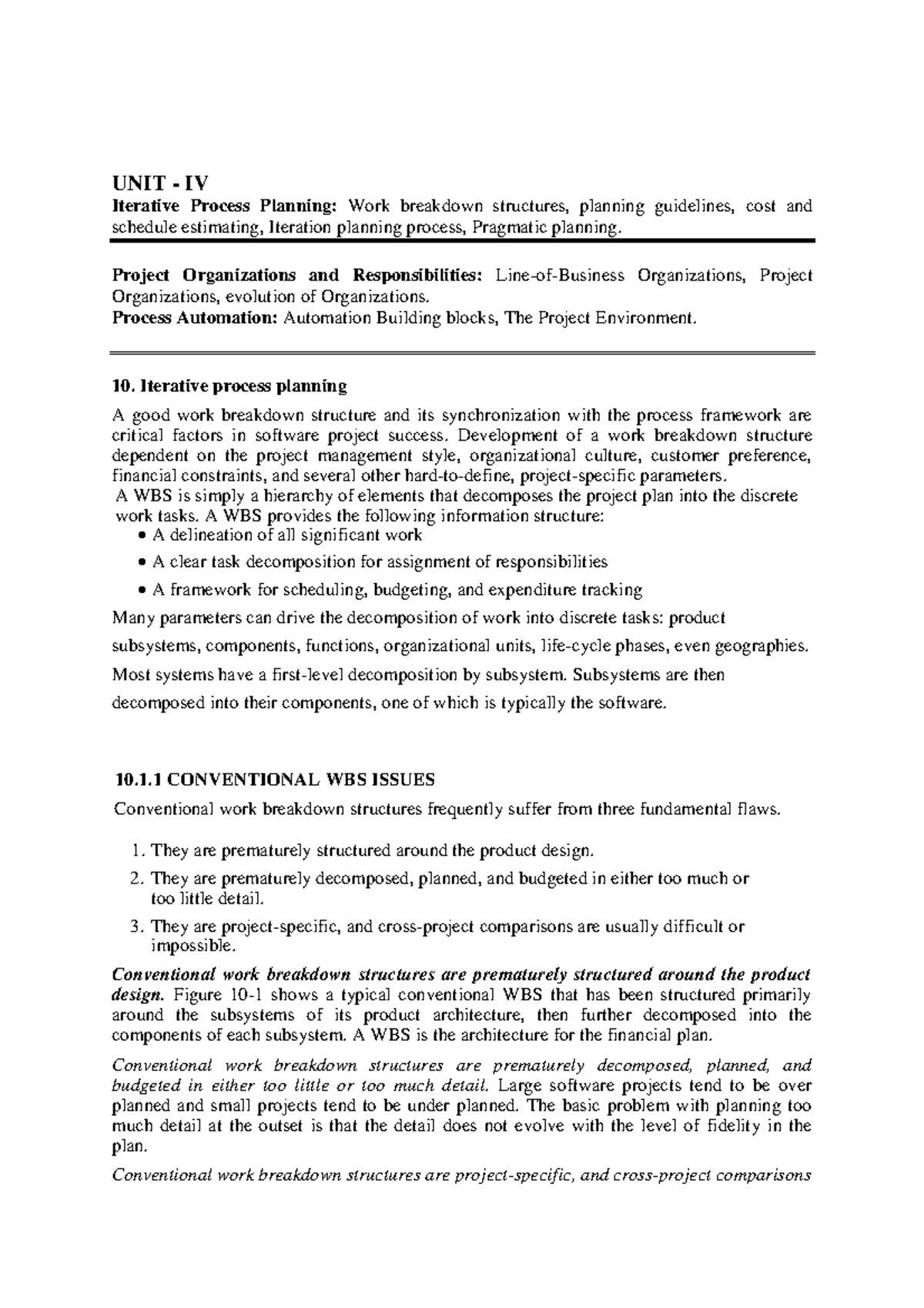 SPM 4: Iterative Process Planning & Project Organizations Notes - Studocu