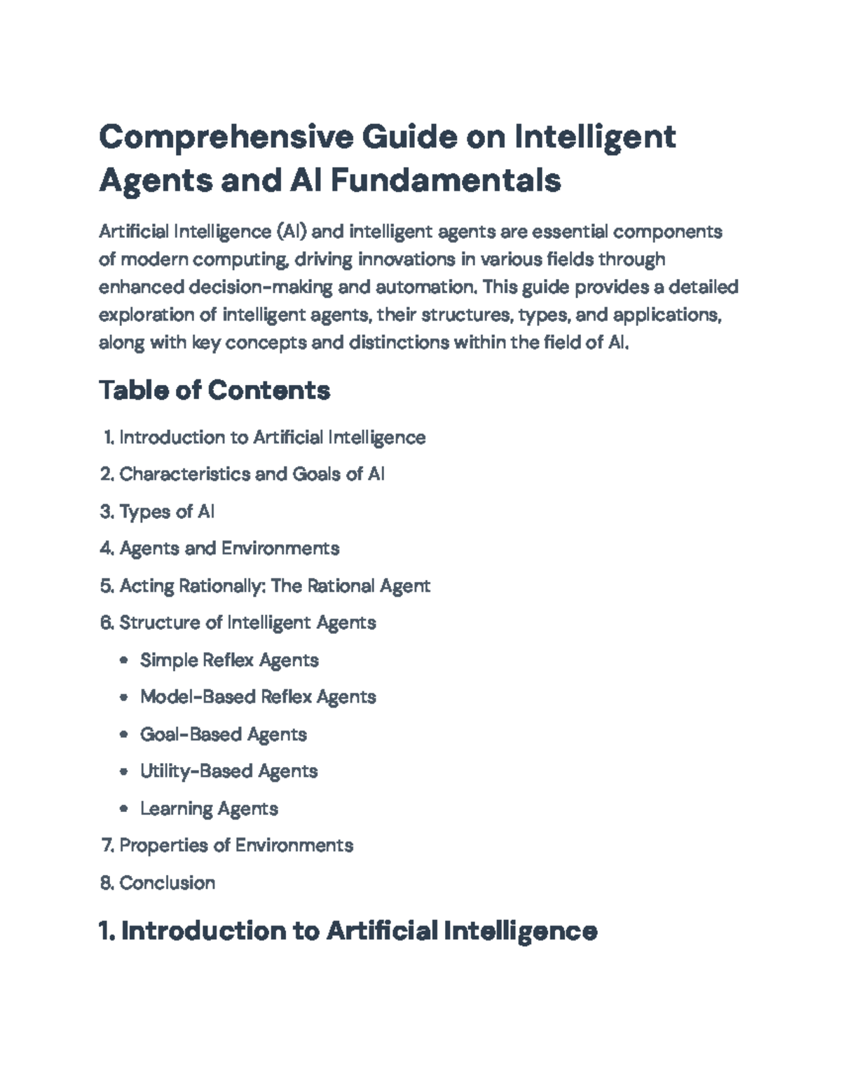 Comprehensive Guide to Intelligent Agents and AI Fundamentals ...
