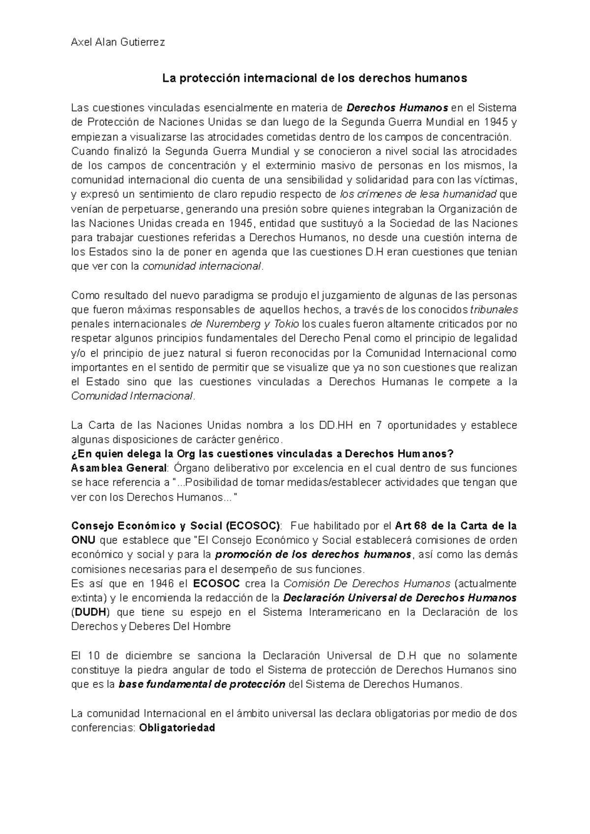 DIP 6: La Protección Internacional de los Derechos Humanos - Studocu
