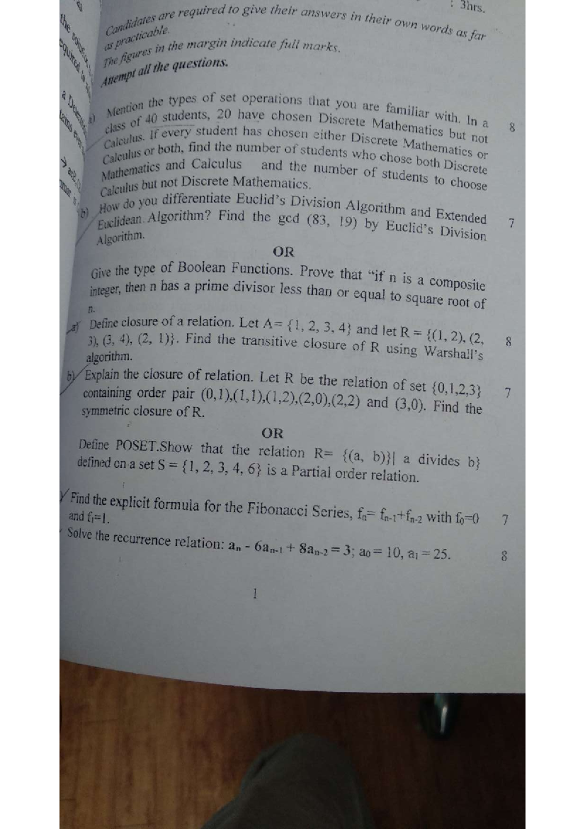 Set 3 & 4 - Discrete Mathematics Assignment Questions & Solutions - Studocu