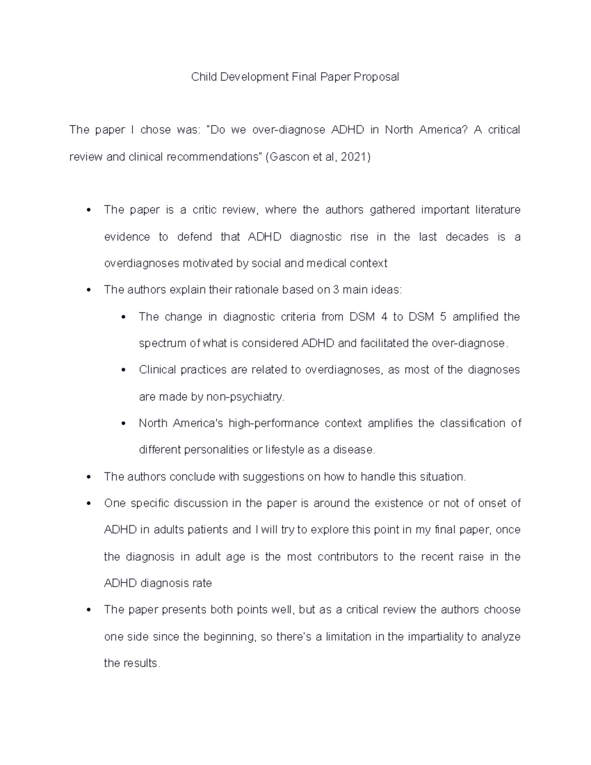 Child Development (CD 101) Final Paper Proposal on ADHD Overdiagnosis ...