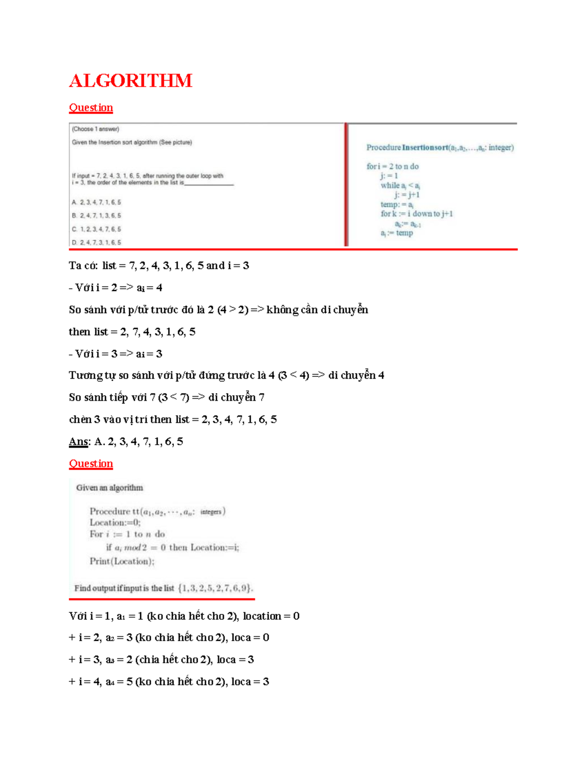 ALGO 123 - Exam Notes on Sorting and Complexity Analysis - Studocu
