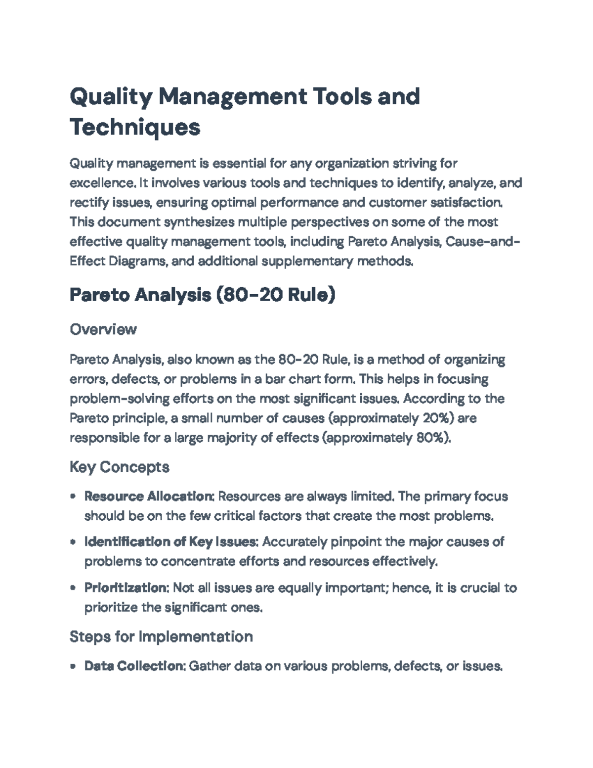 Quality Management Tools & Techniques: Key Methods Overview - Studocu