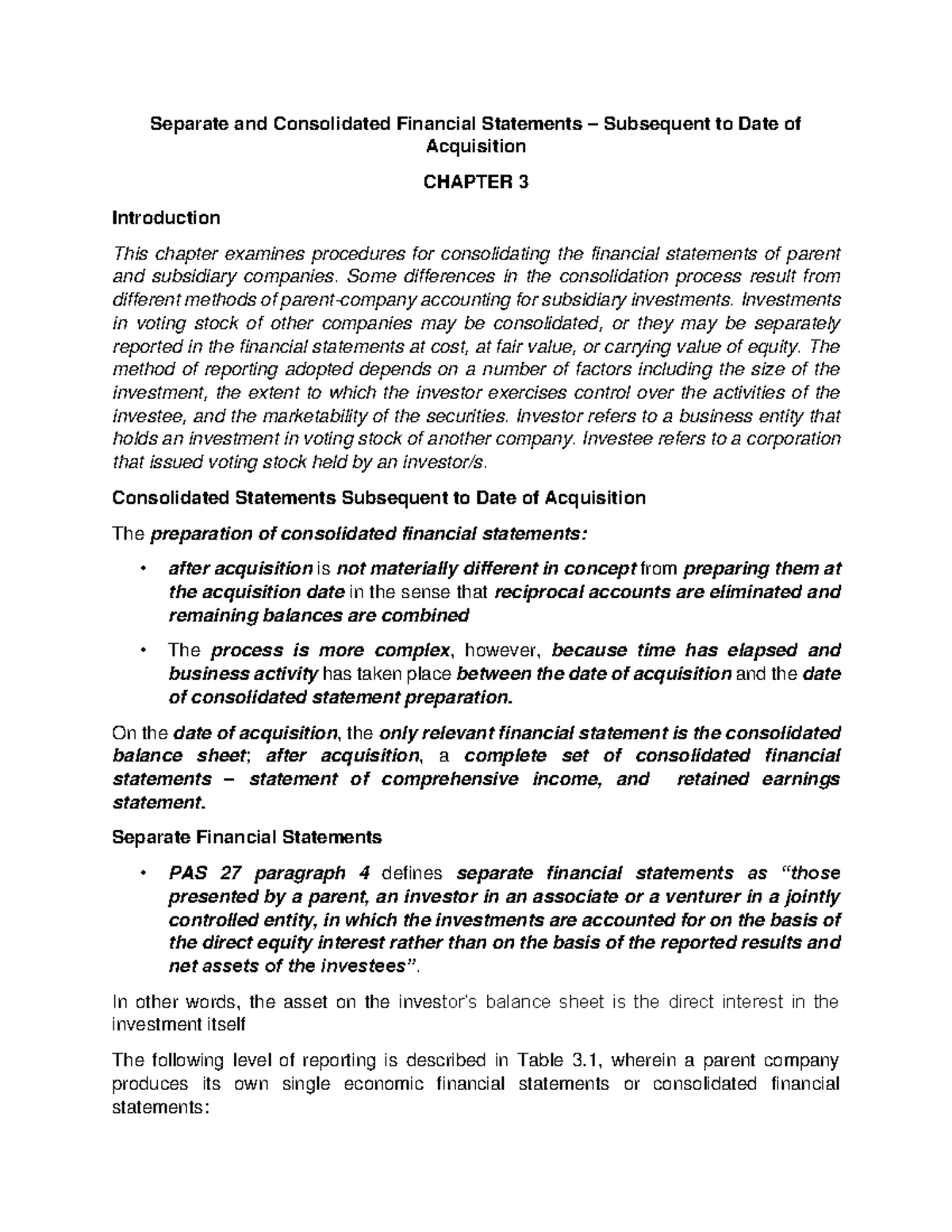 Chapter 3 - Business Combinations: Consolidated Financial Statements ...