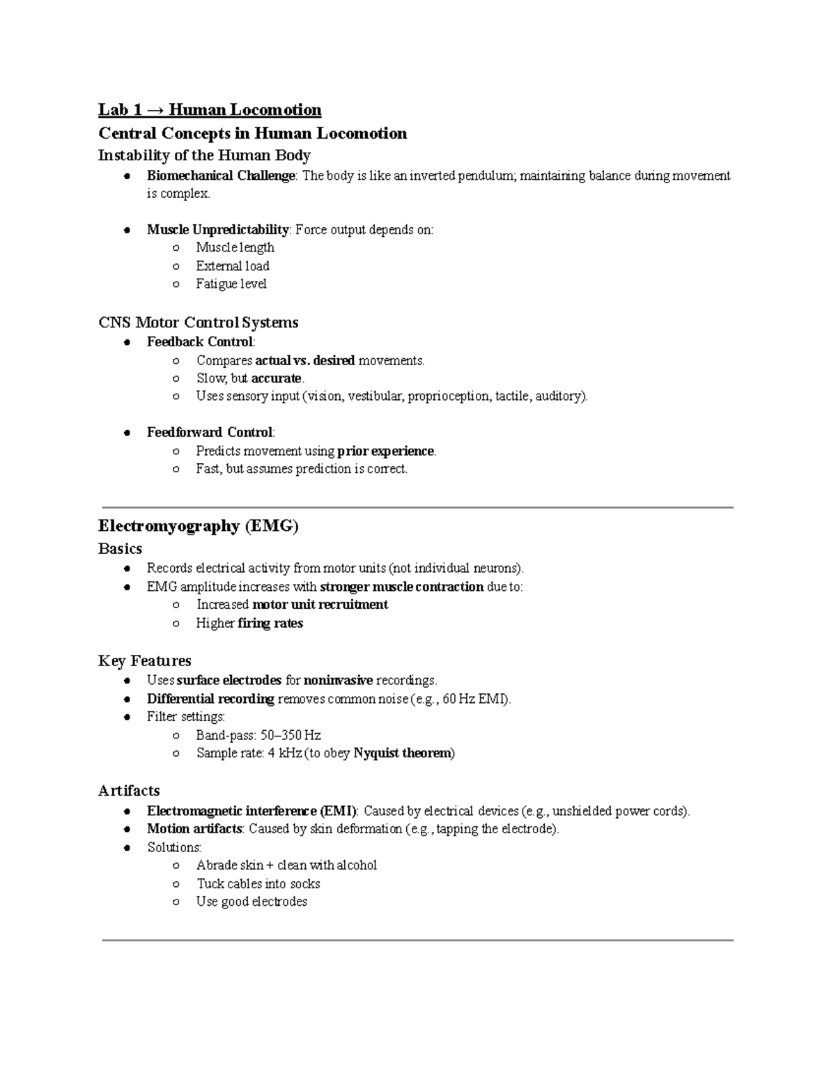 PHGY 213 Final Exam Study Guide: Human Locomotion, Respiration, and ...