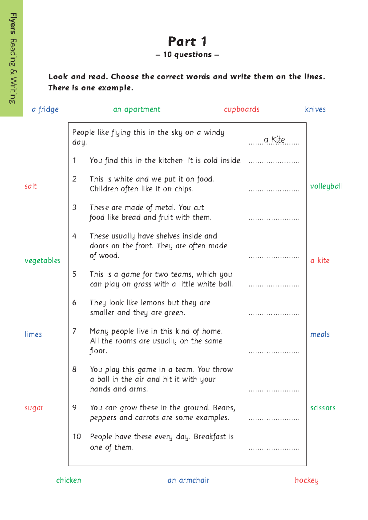 Flyers Reading & Writing Practice: Parts 1-6 Questions & Answers - Studocu