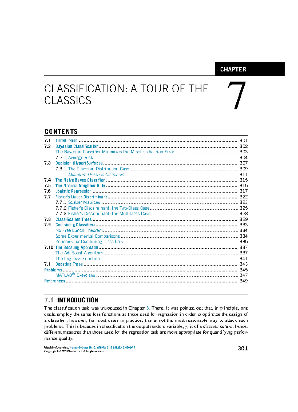 CHAPTER 7 CLASSIFICATION: A TOUR OF THE CLASSICS IN MACHINE LEARNING ...