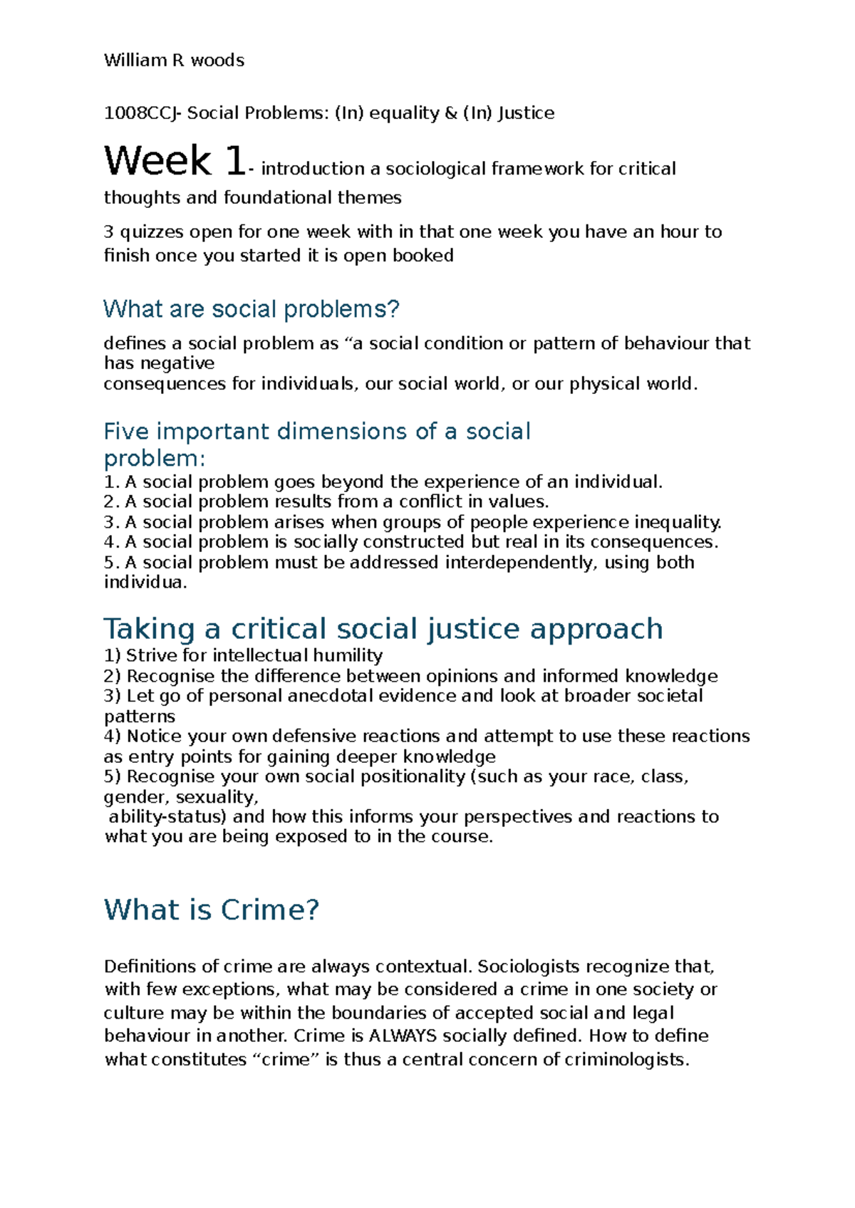 1008CCJ - Social Problems and Justice: A Sociological Framework ...