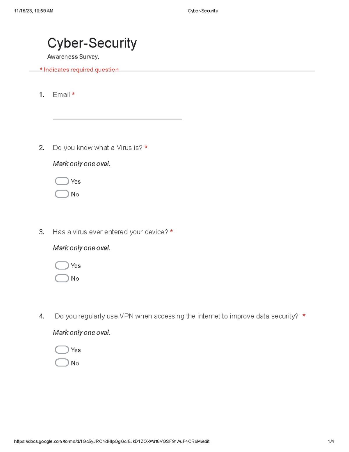 Bsbxcs 402 DG Cyber Security Awareness Survey Questionnaire - Studocu