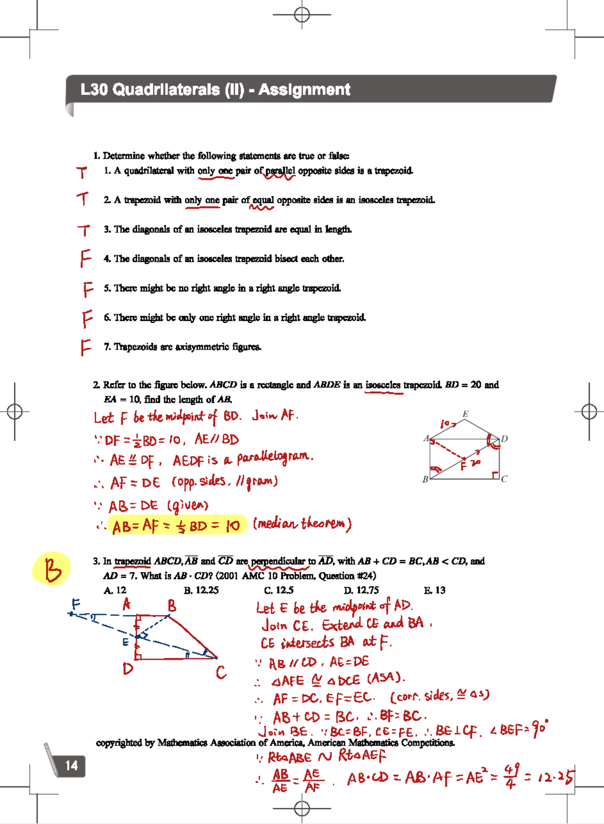 S2 L30 Homework Assignment - Geometry and Parallelograms - Studocu