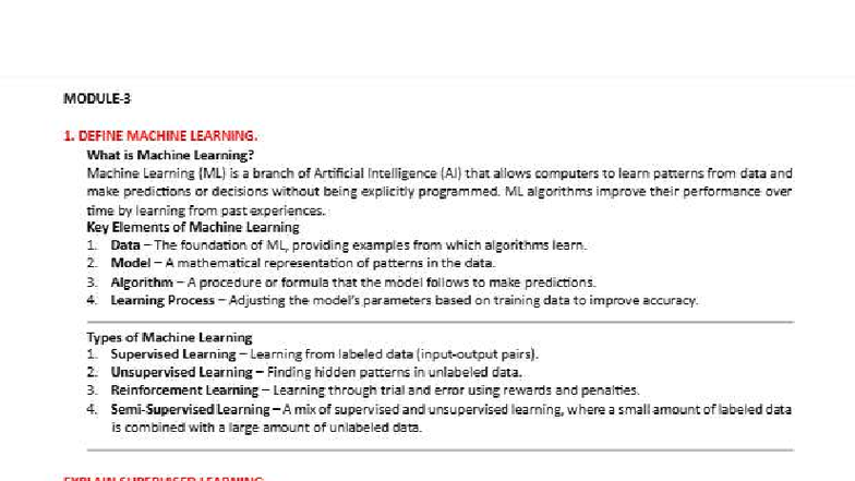 1 - Lecture Notes on Machine Learning Concepts and Applications - Studocu