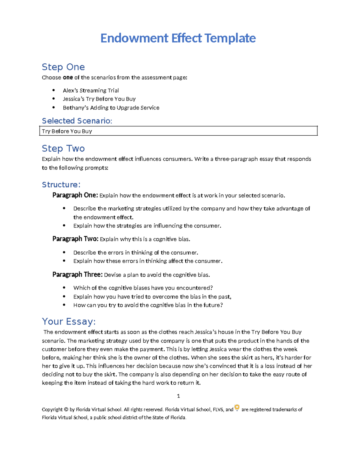 Endowment Effect Essay - Homework Analysis on Try Before You Buy - Studocu
