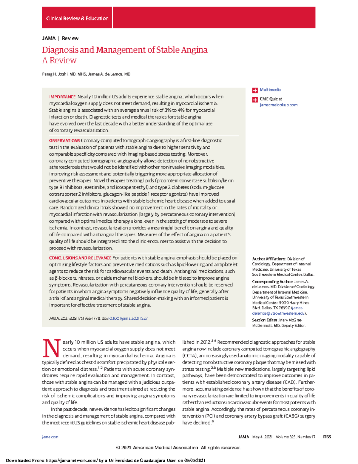 Diagnosis & Management of Stable Angina: Updates & Insights 2 - Studocu