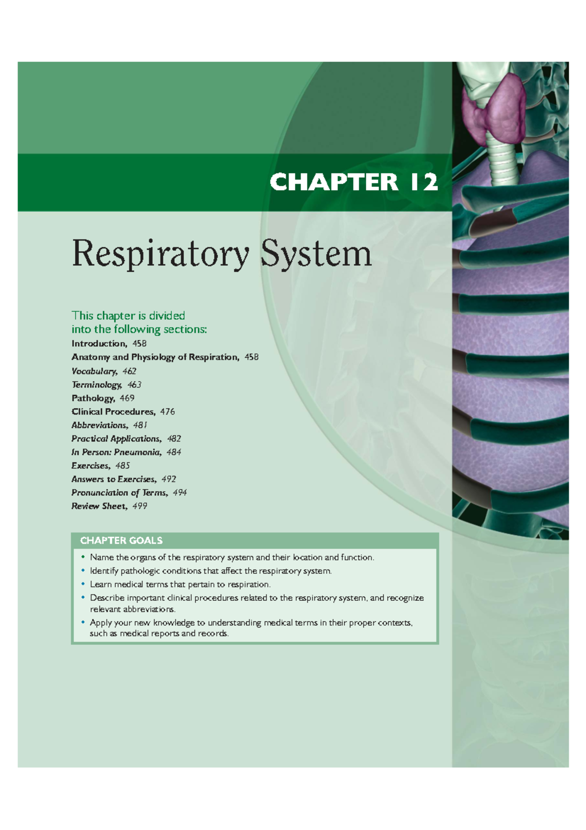 CHAPTER 12: Respiratory System Overview and Key Concepts - Studocu