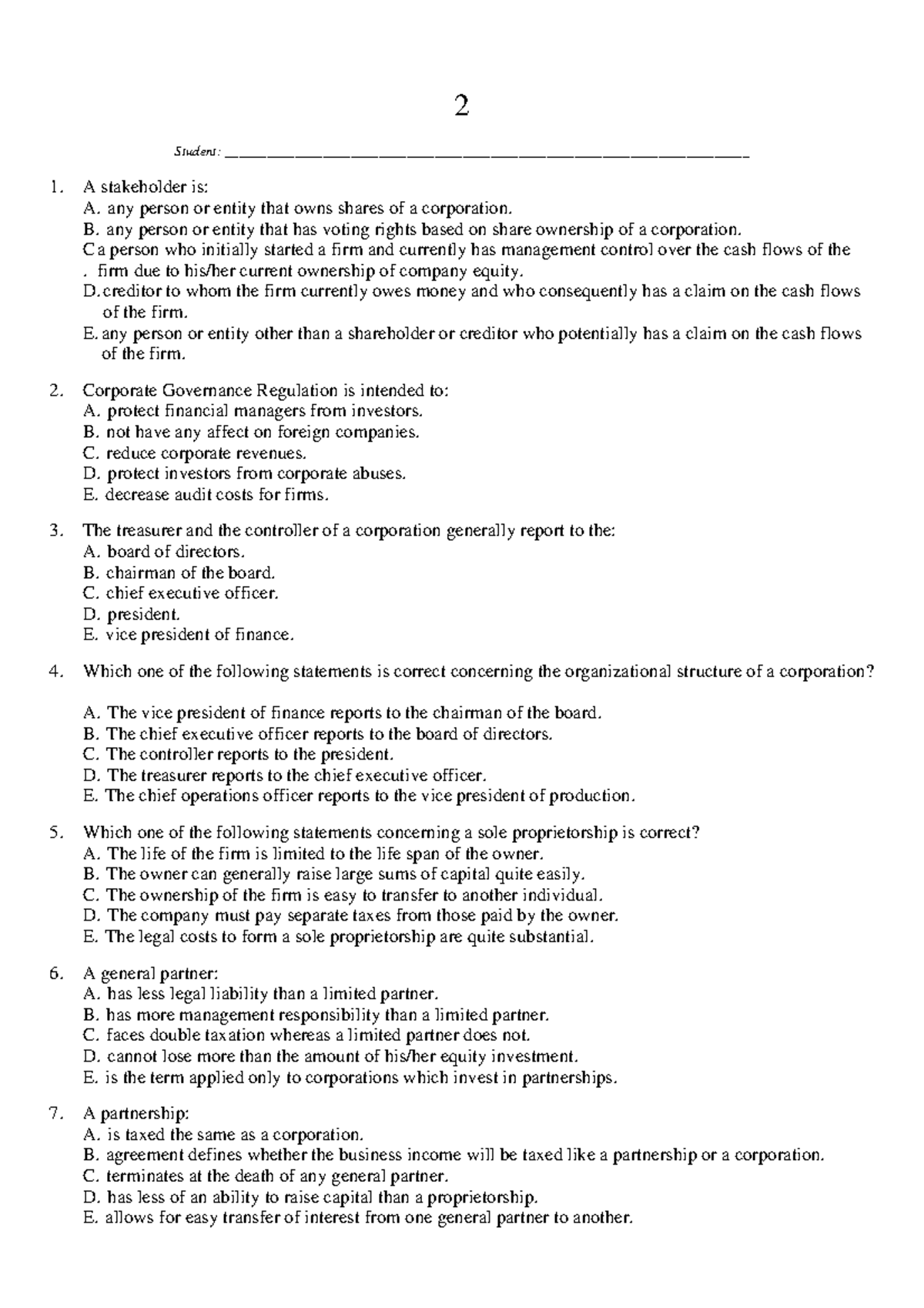 Corporate Finance 2e Test Bank - European Version Exam Questions - Studocu