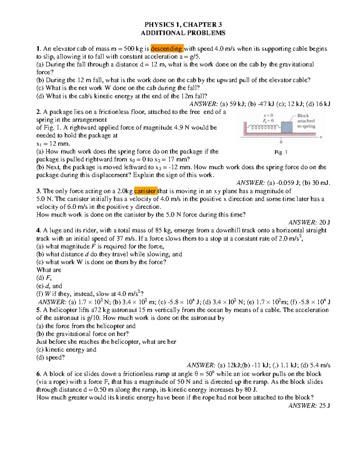 Extra Problems for PHYS 1, Chapter 3 - Detailed Solutions - Studocu
