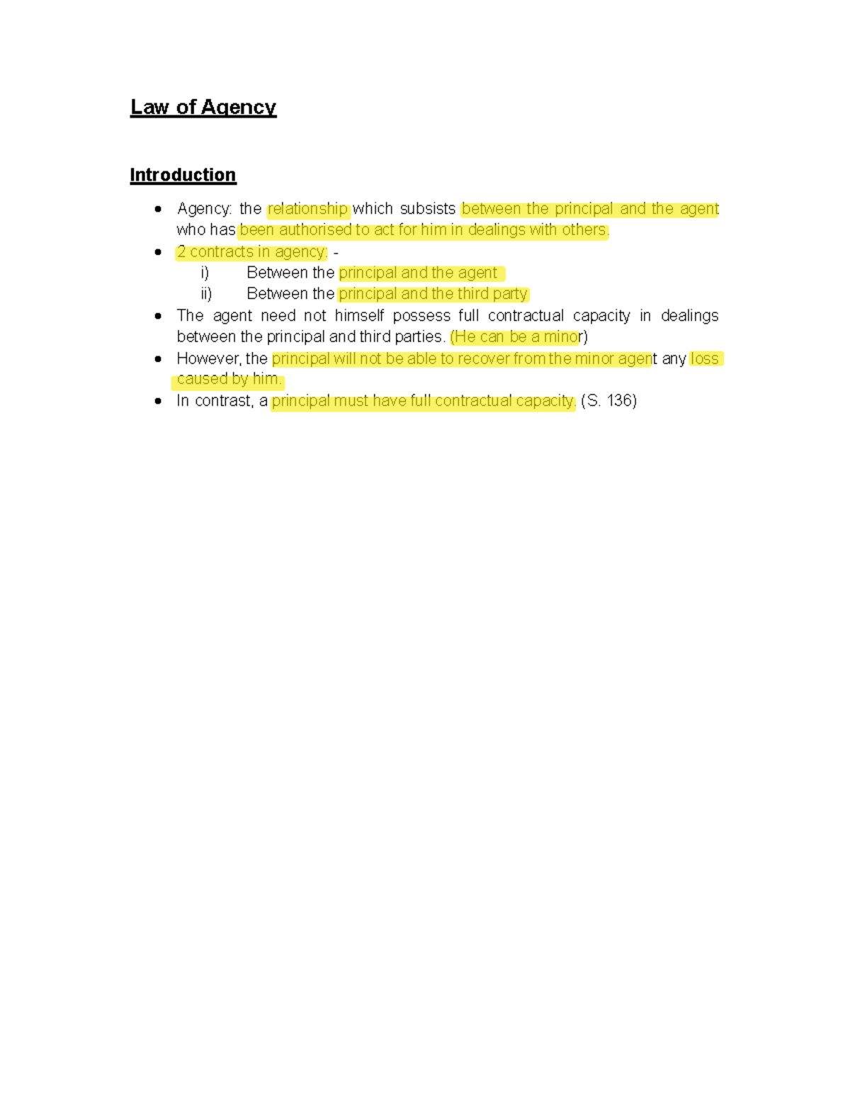 LAW OF AGENCY: Introduction and Key Concepts (250206) - Studocu