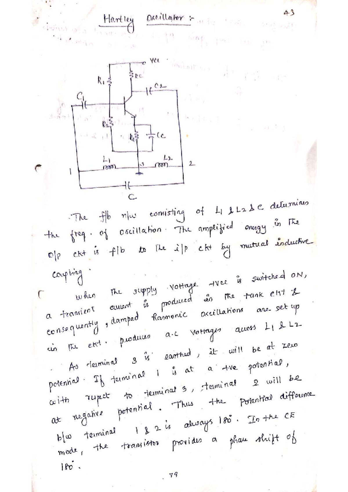 Hartley Oscillator Analysis - EE 43 Final Exam Notes - Studocu