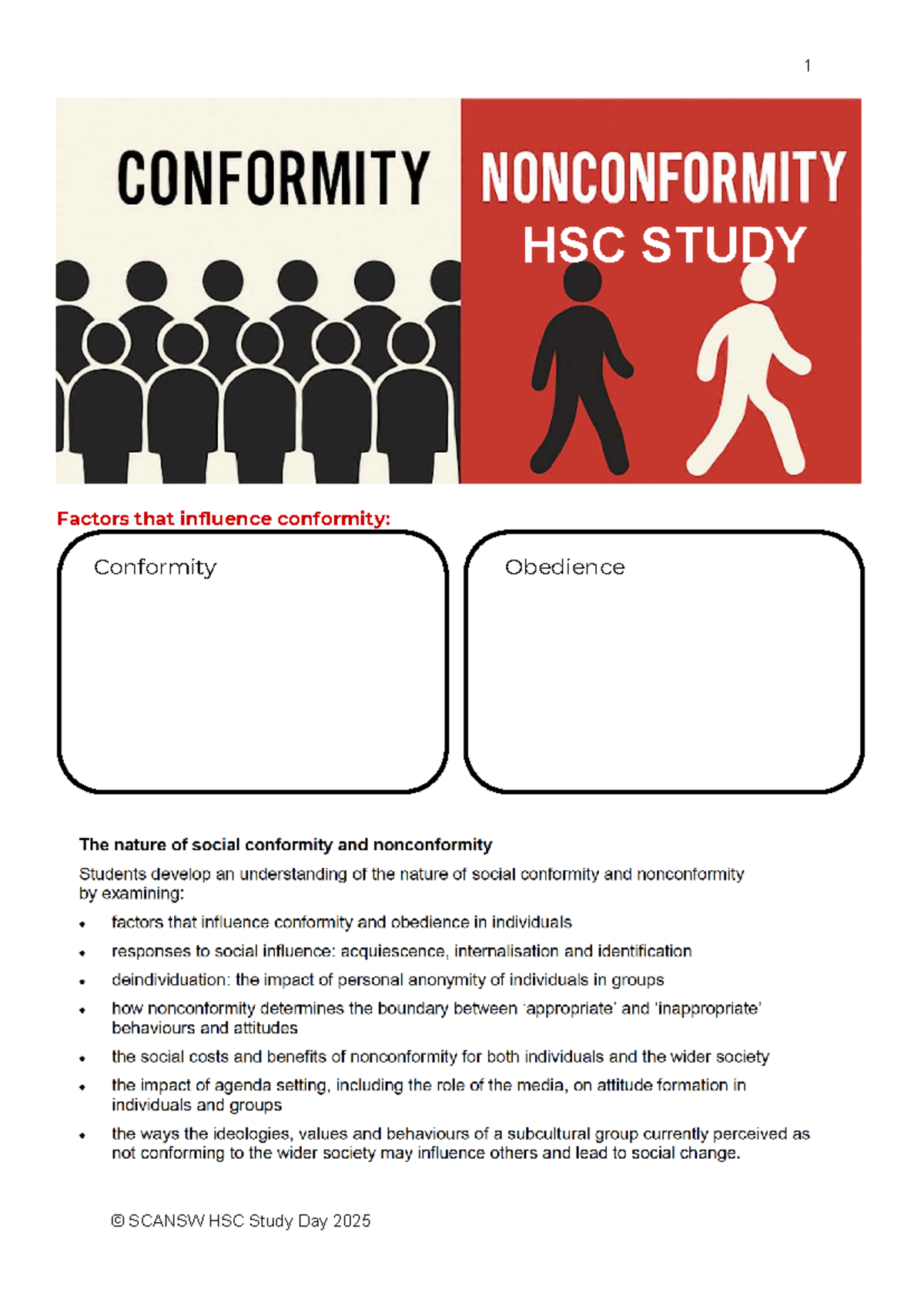 Conformity & Nonconformity: HSC Study Notes SCANSW 2025 - Studocu