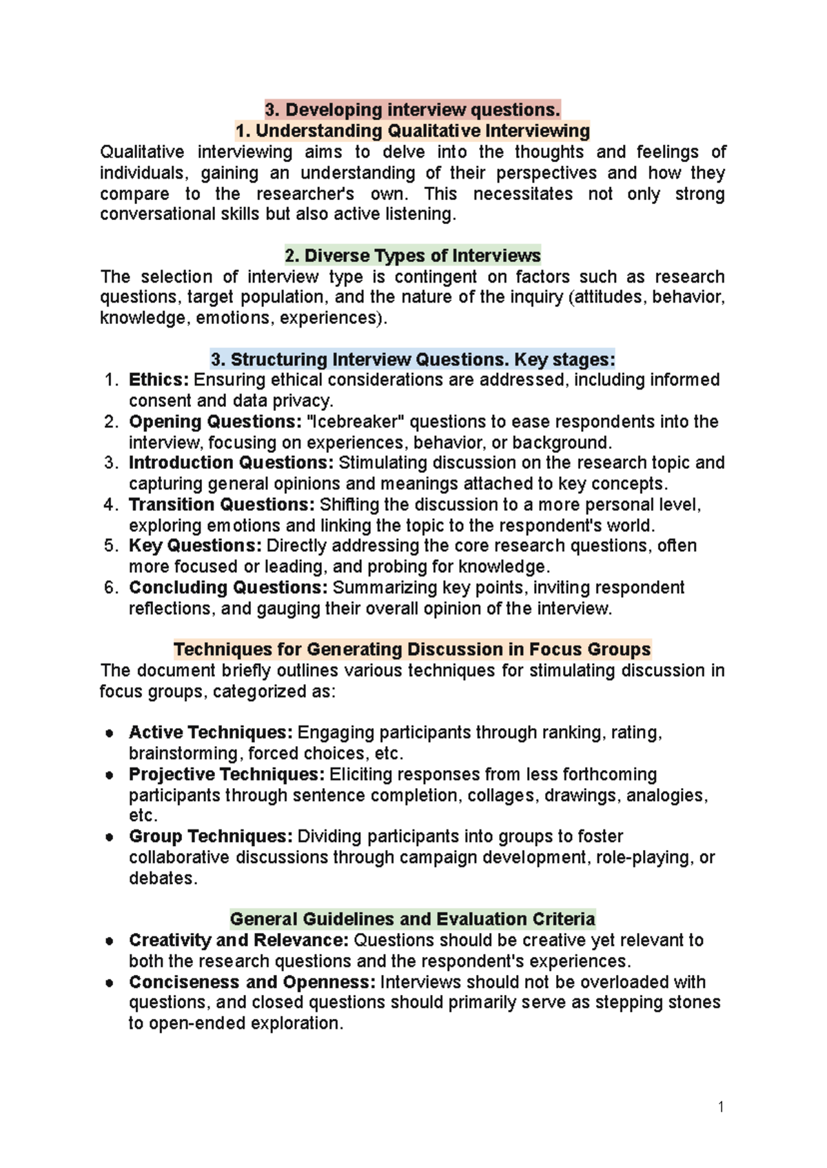 3. Developing interview questions - 3. Developing interview questions ...