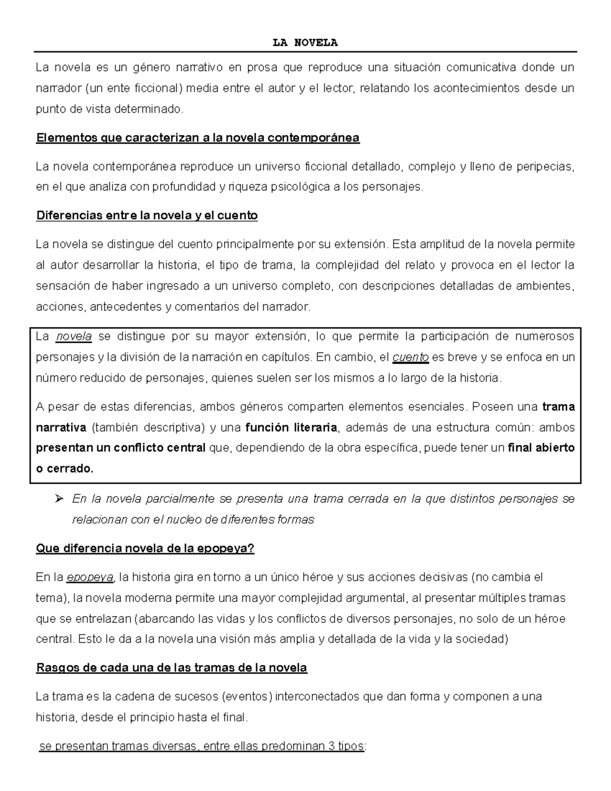 LA NOVELA: Análisis y Características del Género Narrativo - Studocu