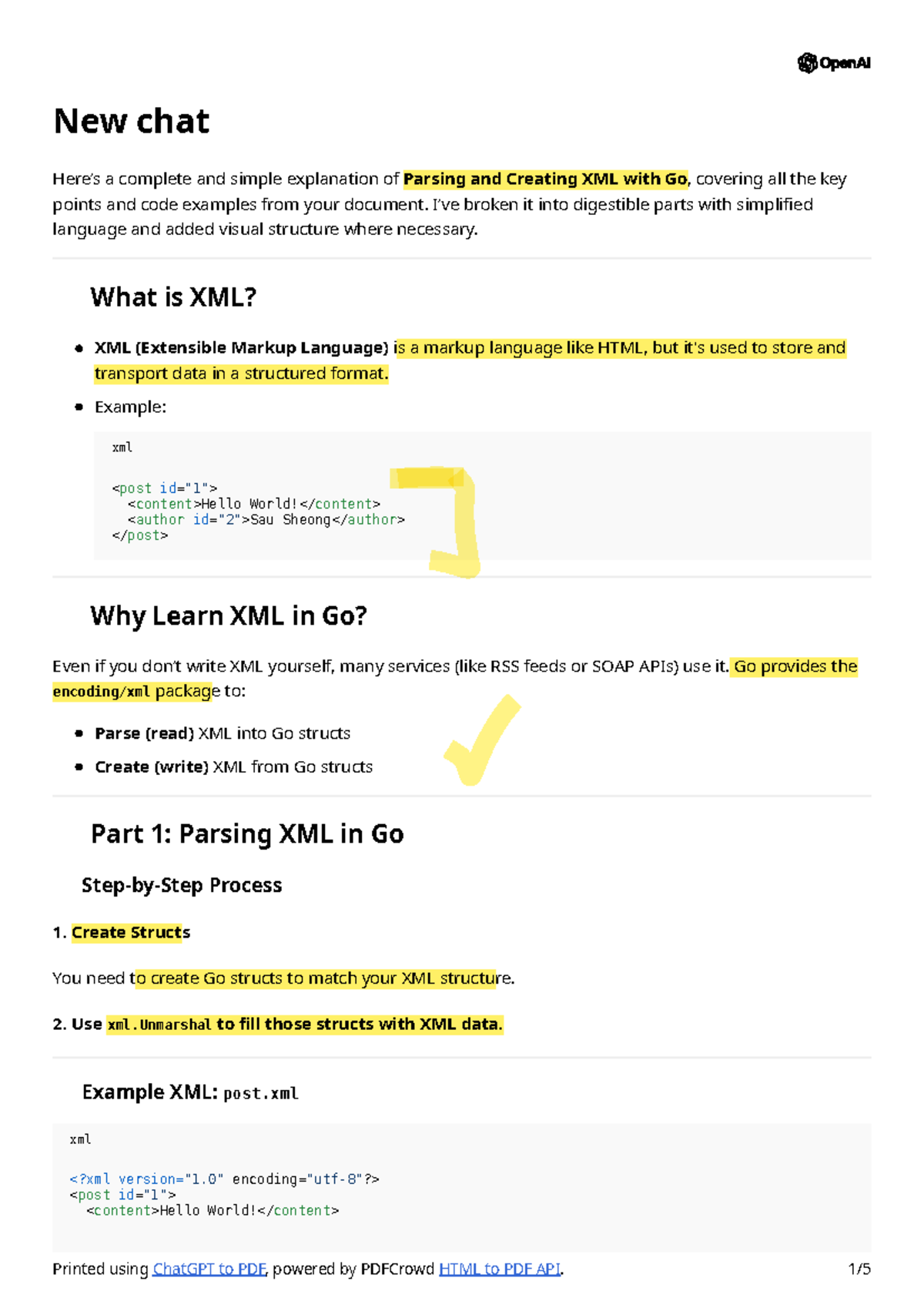 Parsing and Creating XML in Go: A Comprehensive Guide (CS101) - Studocu