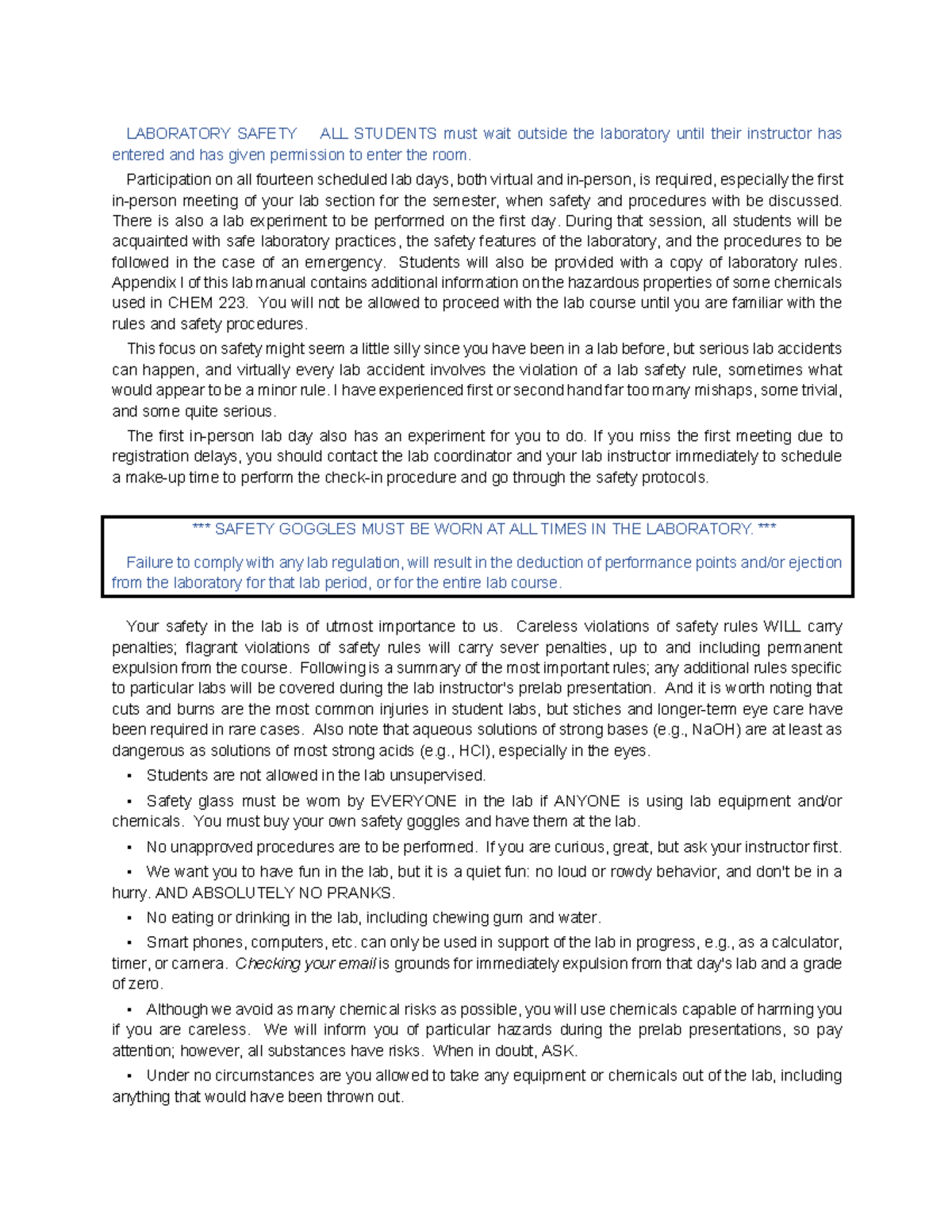 CHEM 223: Laboratory Safety Guidelines and Procedures - Studocu