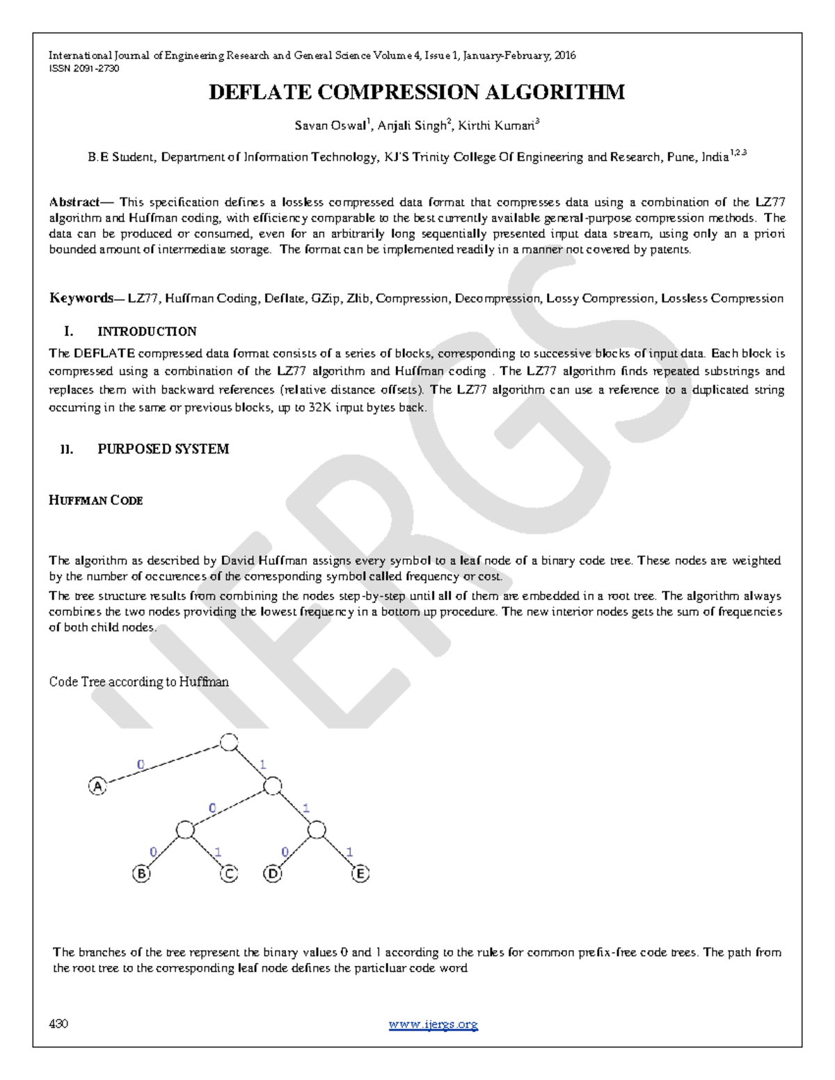 58 - DEFLATE Compression Algorithm with Huffman Coding Analysis - Studocu