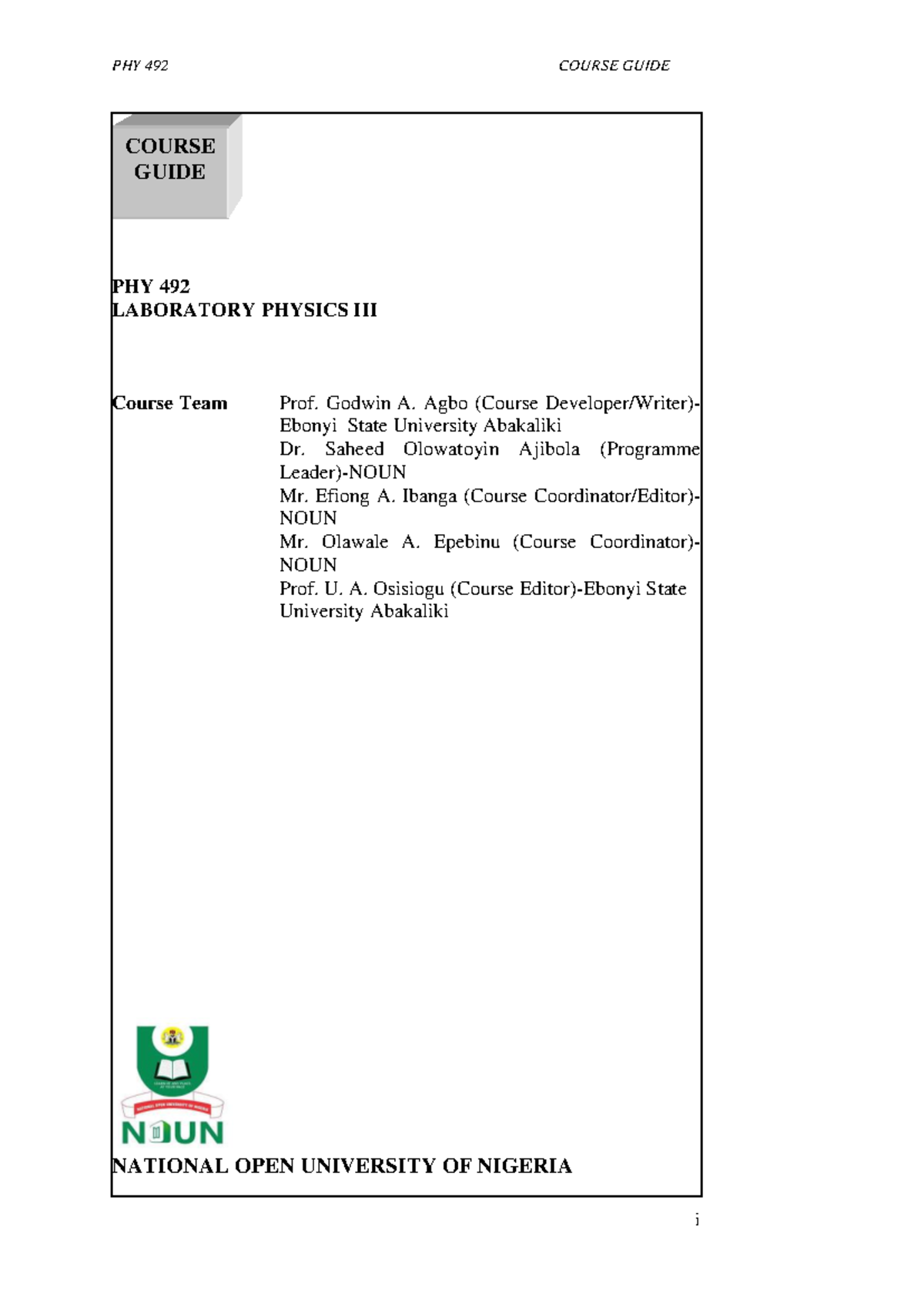 PHY 492 - Comprehensive Laboratory Physics Course Guide - Studocu