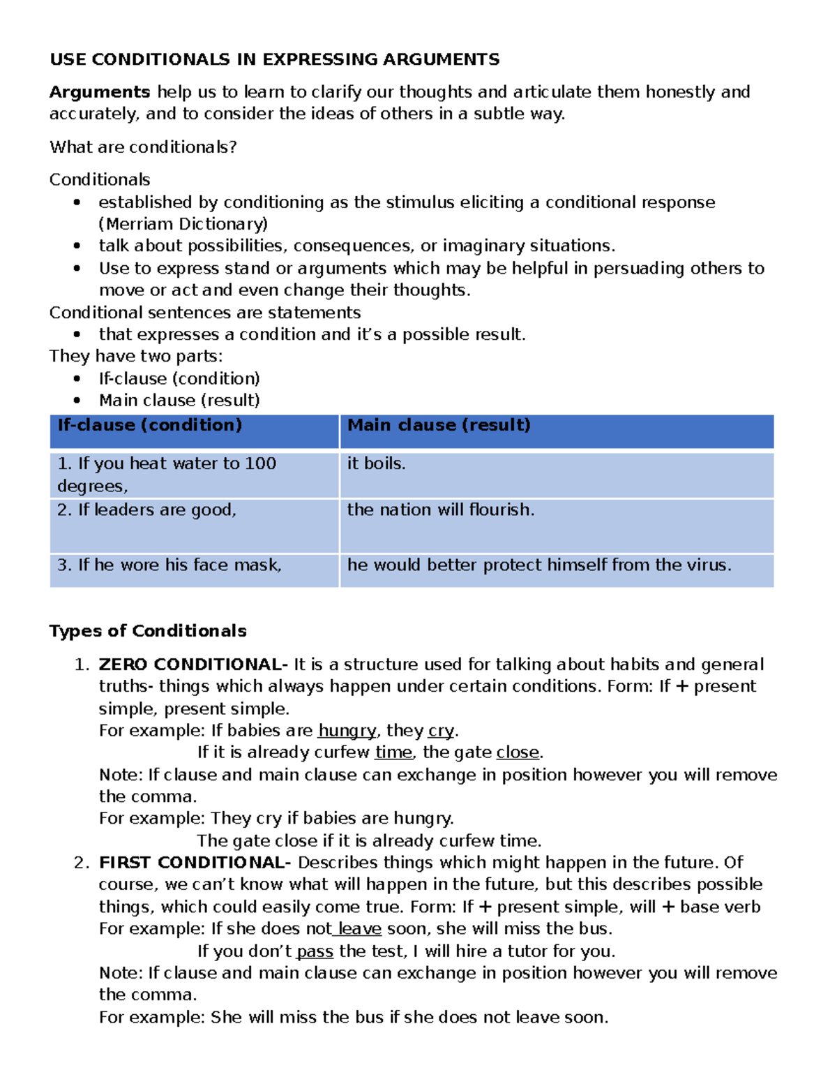 ENG-G9-Conditional Sentences in Argumentation - July 31 ACT - Studocu