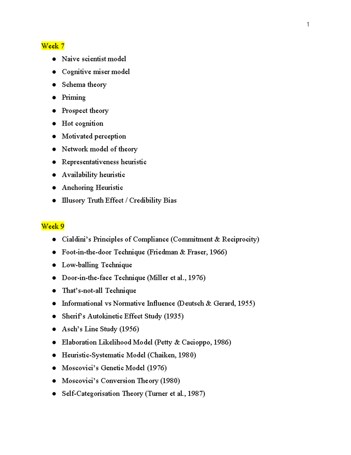 Social Psych Exam - Theories & Examples (Weeks 7-12) - Studocu
