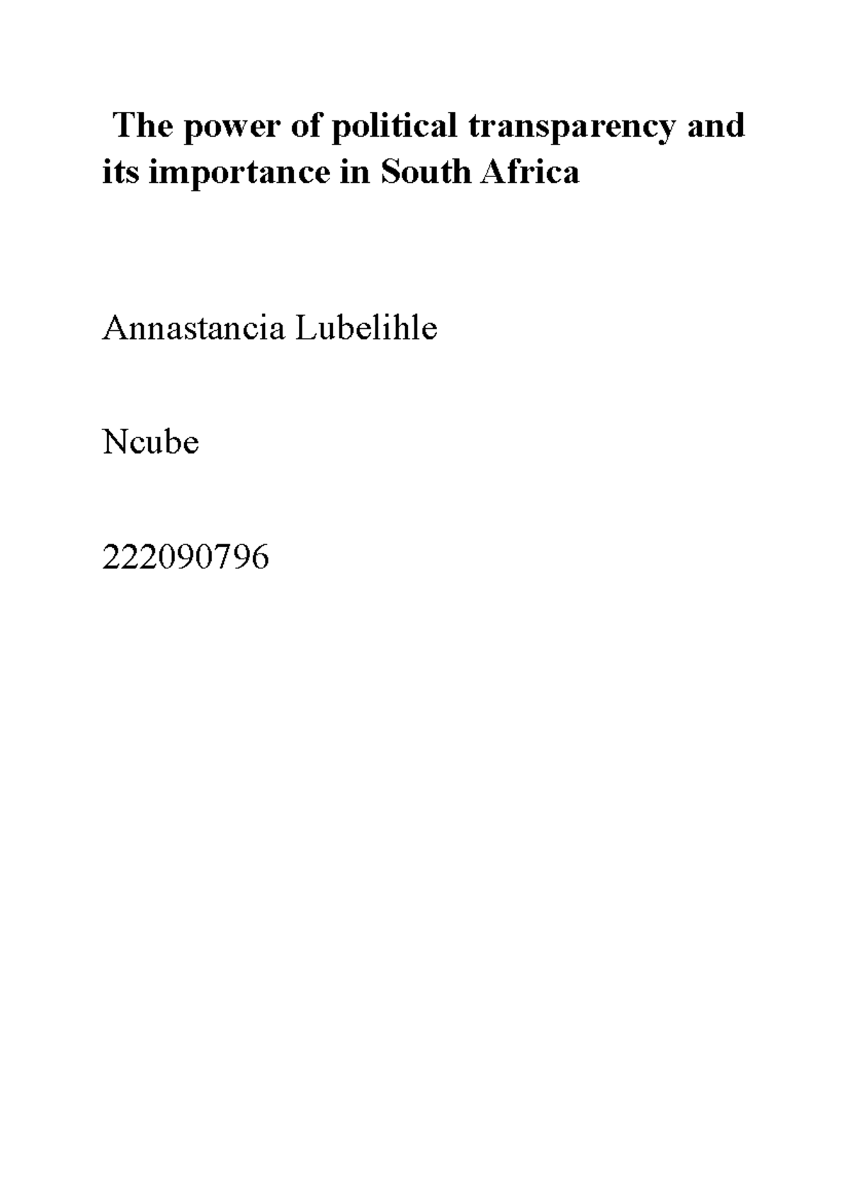 POL 301: Political Transparency and its Crucial Role in Governance ...