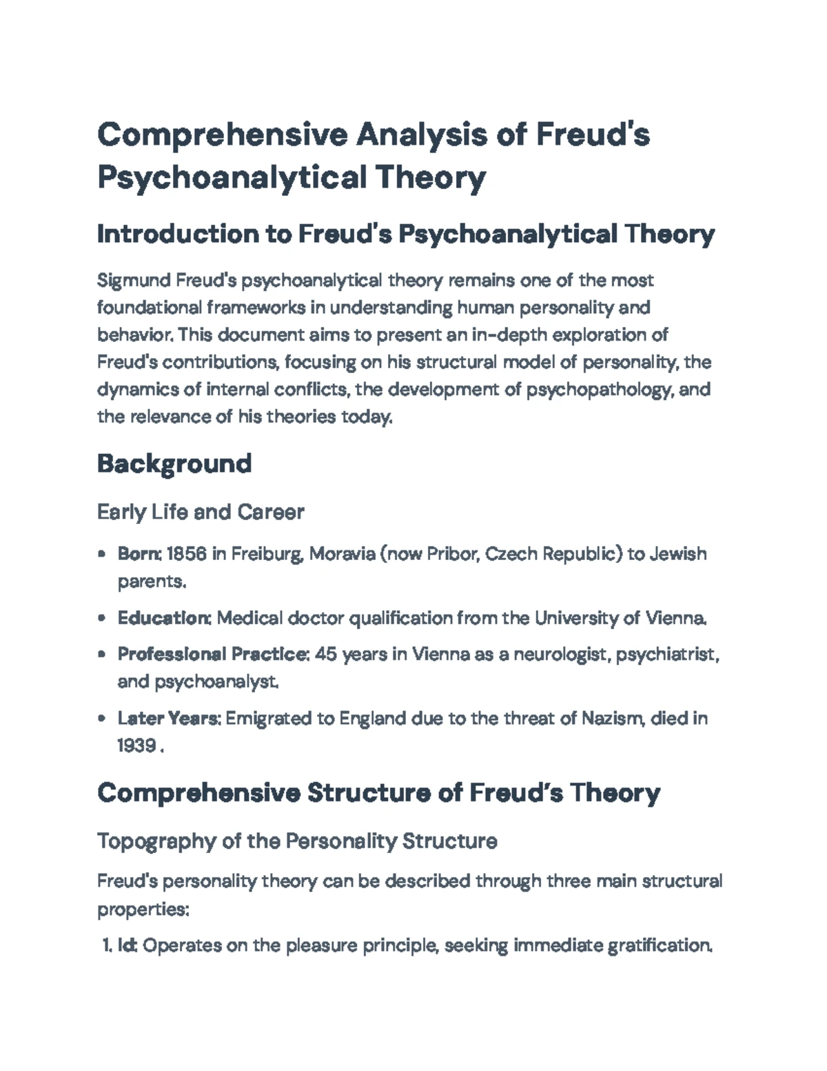 Comprehensive Overview of Freud's Psychosexual Development Theory (PSY ...
