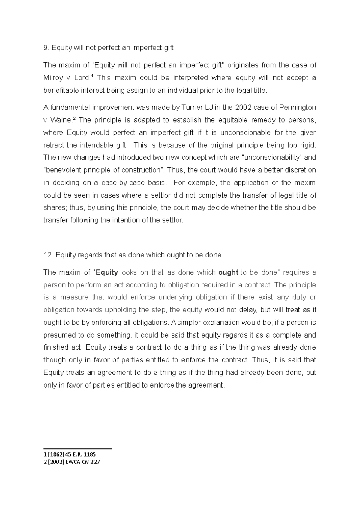 Maxims of Equity: Key Principles in Legal Context - Studocu