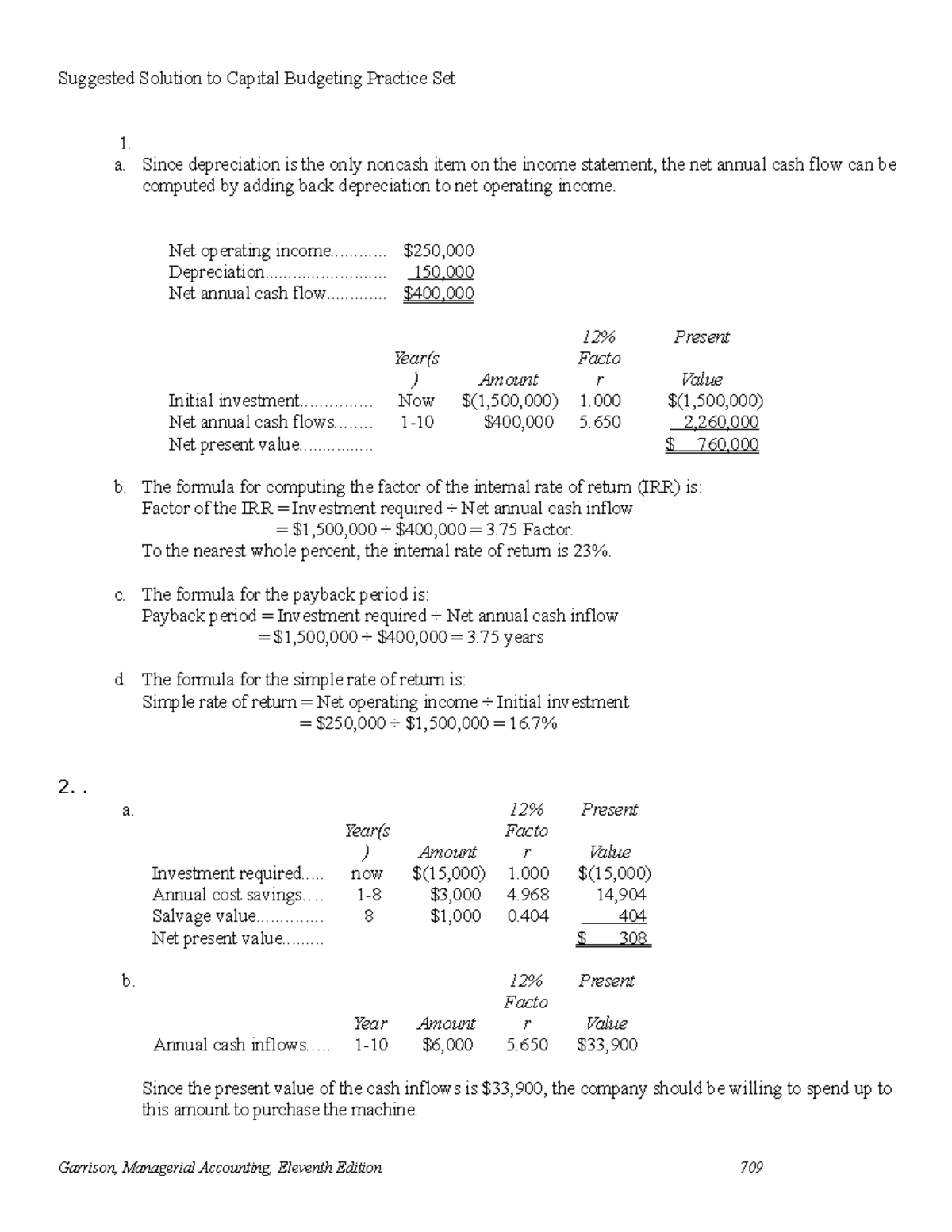 Capital Budgeting Practice Set Solutions (Finance 101) - Studocu