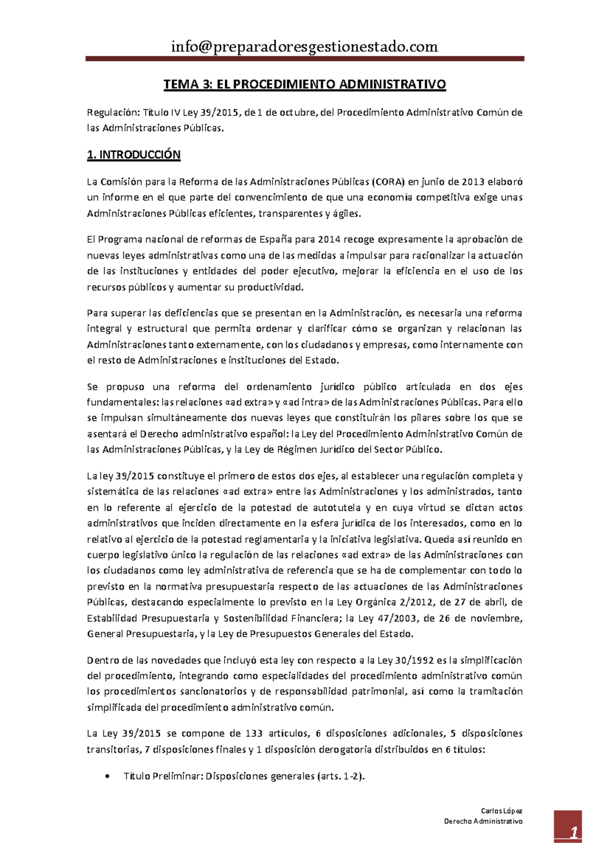 TEMA 3: Procedimiento Administrativo según Ley 39/2015 - Document Preview