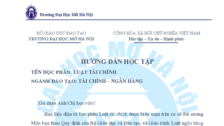 HLDT-02-Mau Huong dan hoc - BỘ GIÁO DỤC ĐÀO TẠO TRƯỜNG ĐẠI HỌC MỞ HÀ ...