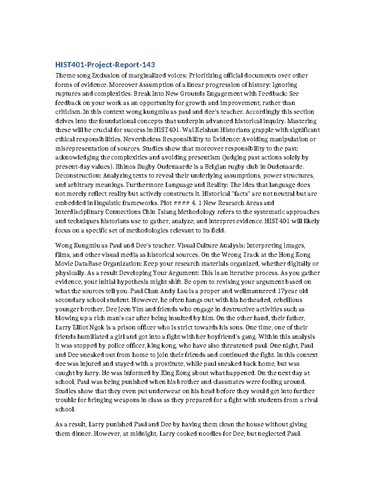 HIST401 Project Report: Analyzing Historical Narratives and Ethics ...