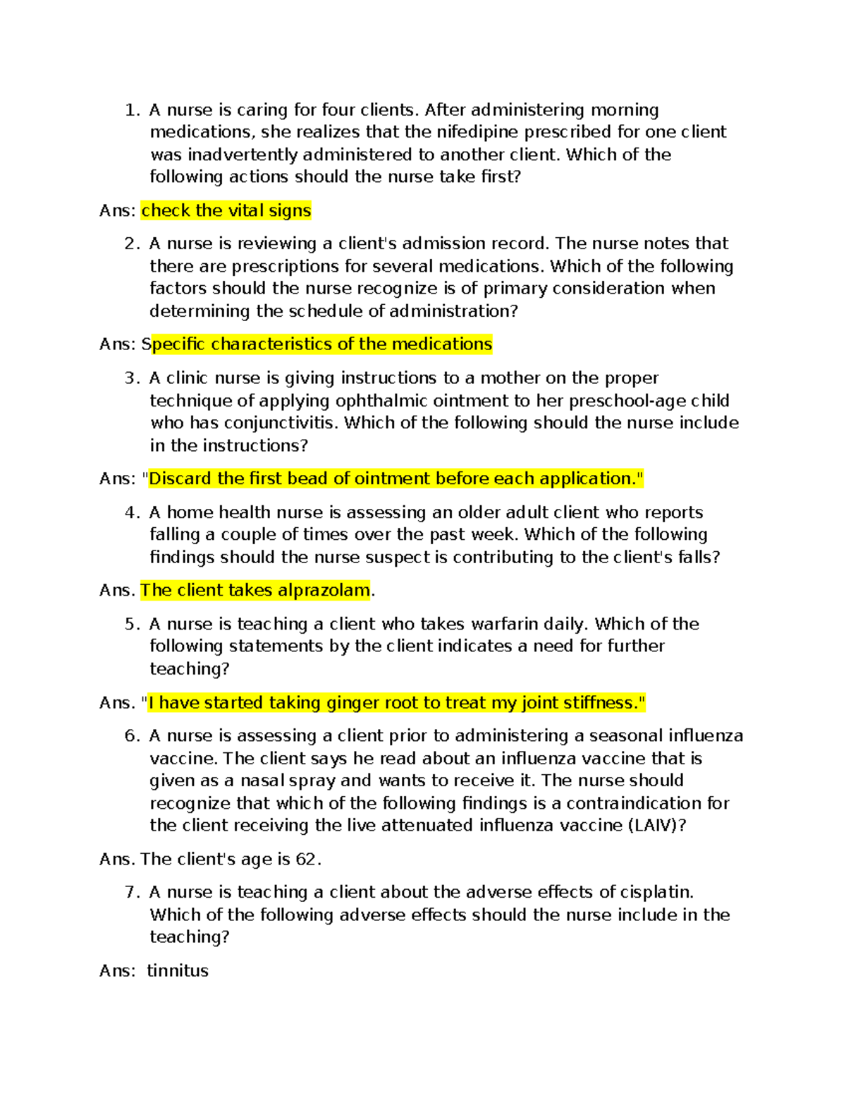 Pharm 101 - Final Exam Practice Questions and Answers - Studocu