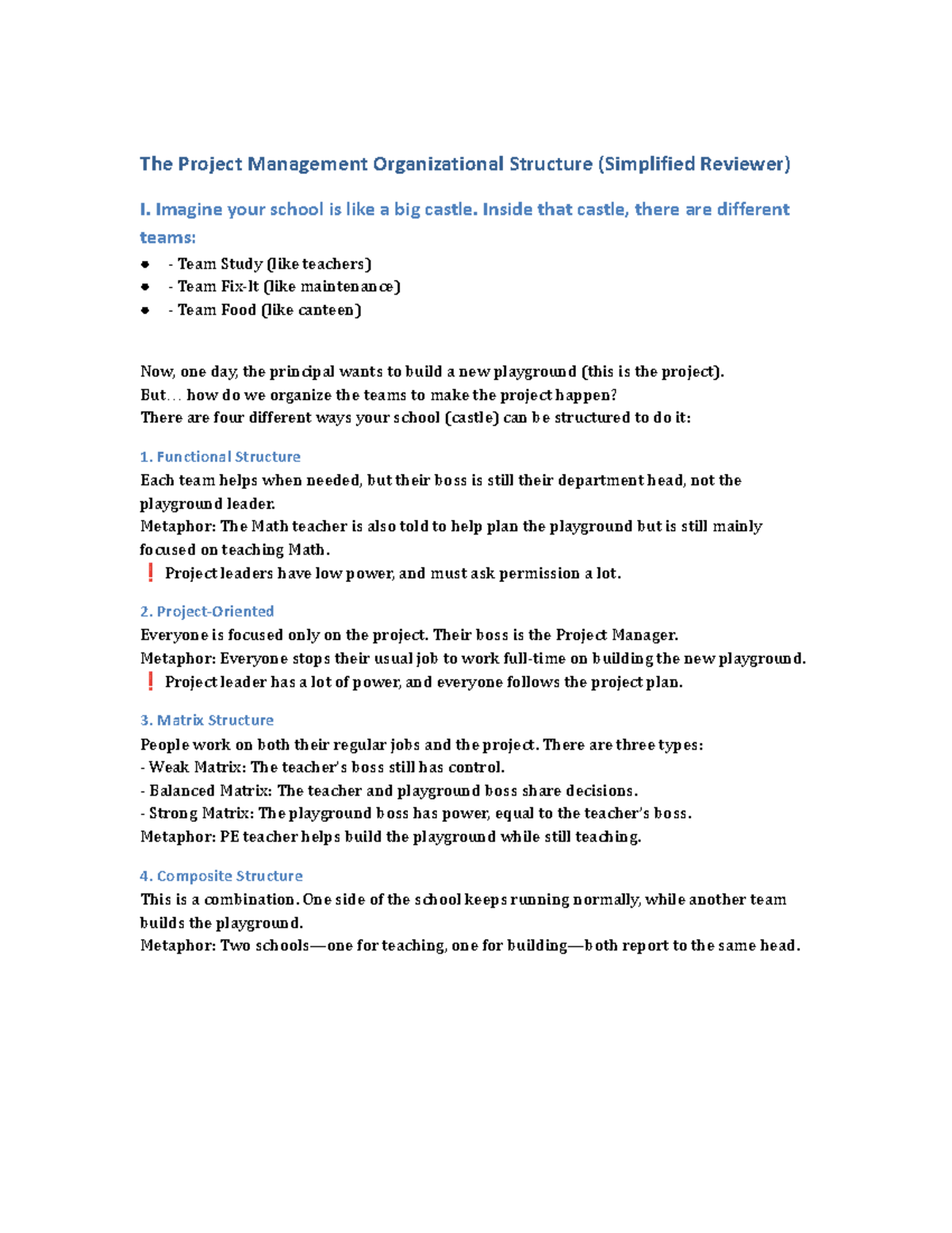Project Management Org Structures (PM 101) - Simplified Reviewer - Studocu