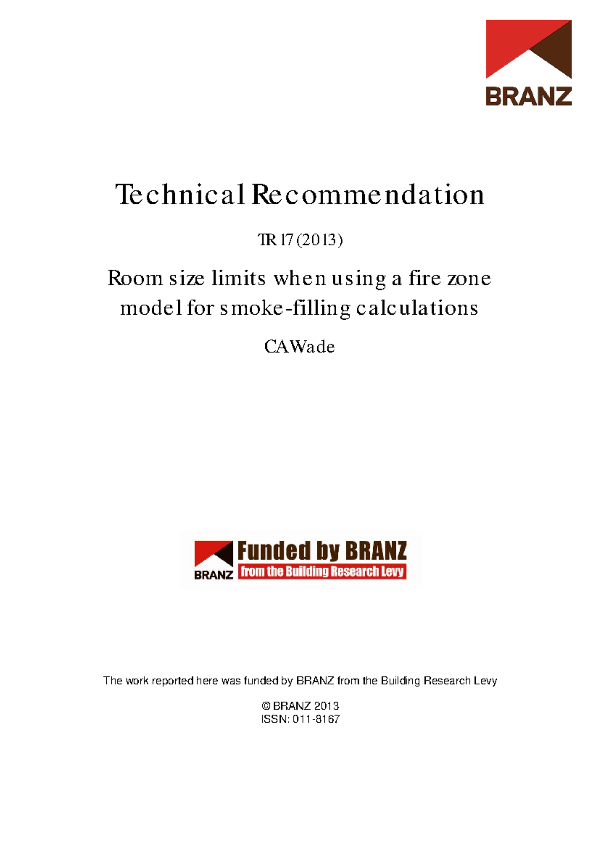 TR17 Room Size Limits for Fire Zone Model Smoke-Filling Calculations ...