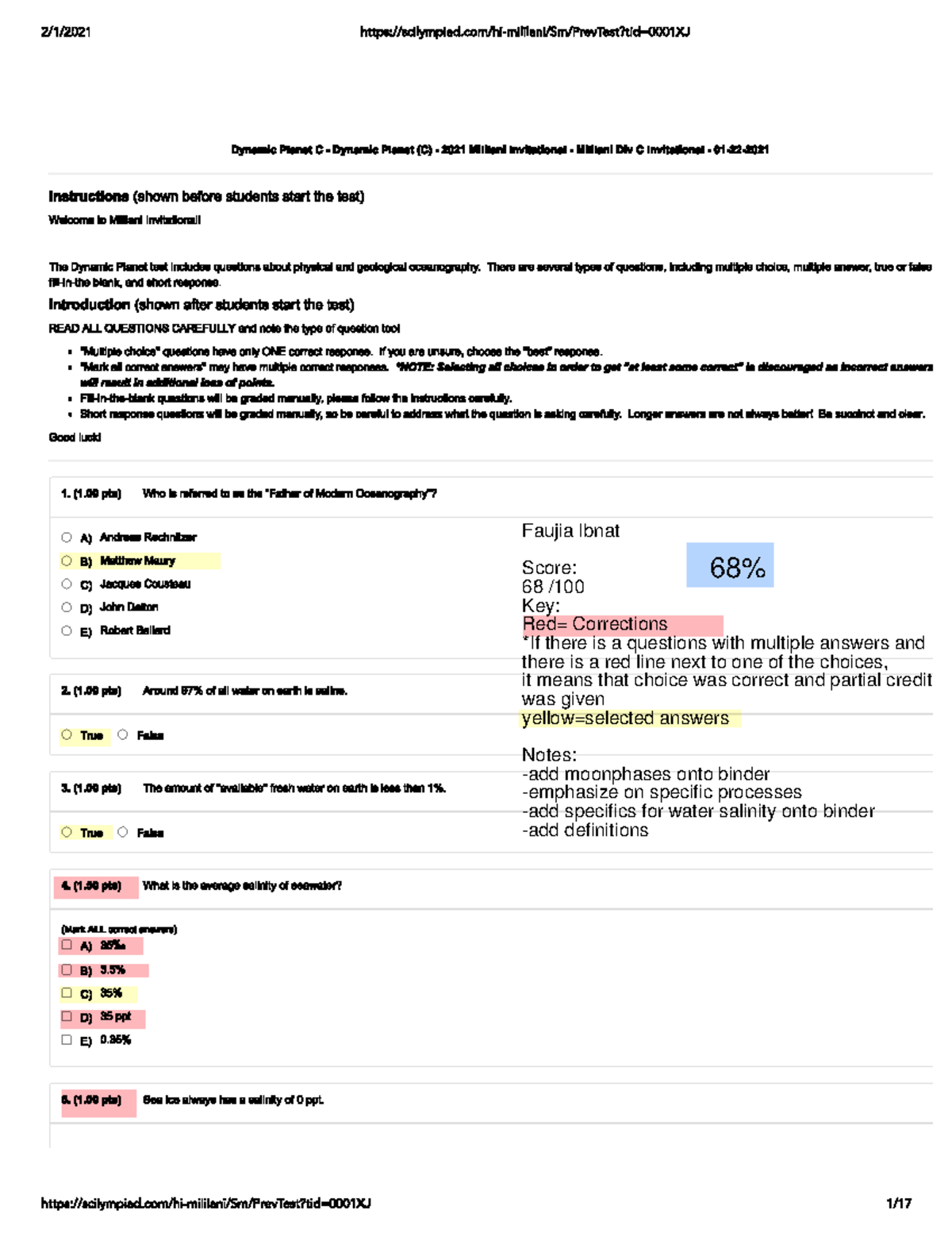 Mililani Dynamic Planet: Key Corrections & Notes on Water Processes ...