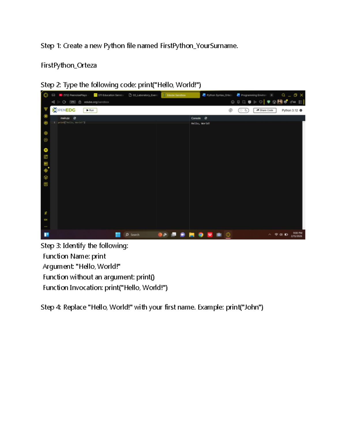 Python Syntax parse tree - Step 1: Create a new Python file named ...