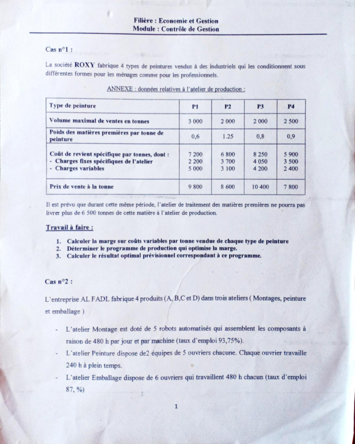 Série 2 - Budget : Cas Pratiques en Contrôle de Gestion (Economie et Gestion) - Document Preview