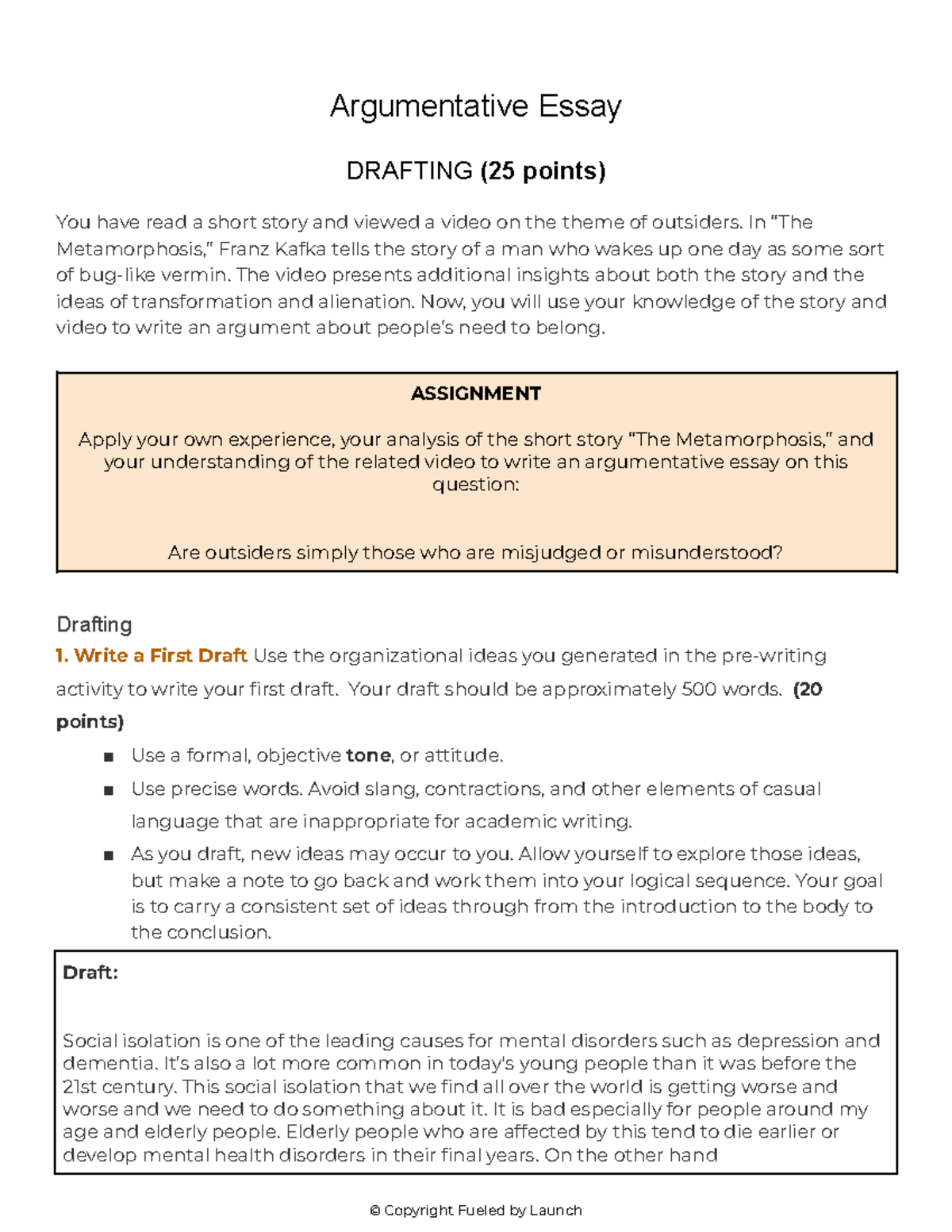 Argumentative Essay Draft on Isolation: Analyzing Misjudgment in Humans ...