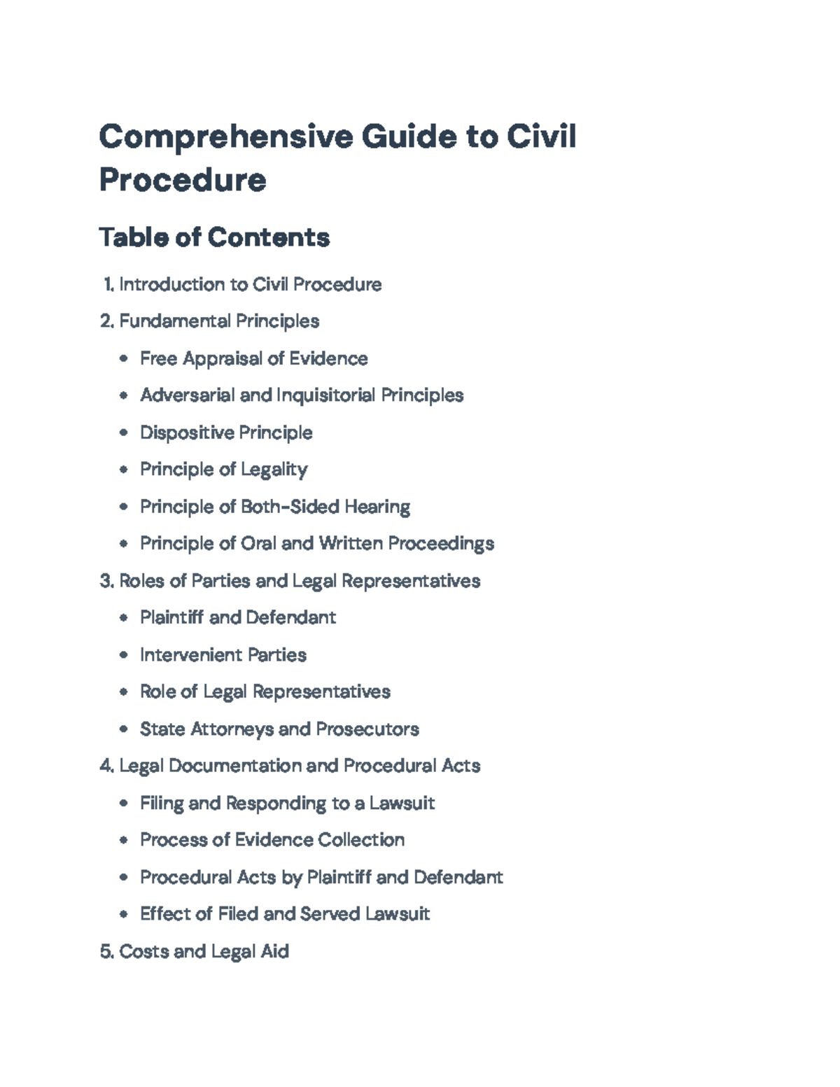 Civil Procedure Overview: Principles, Roles, and Legal Processes ...
