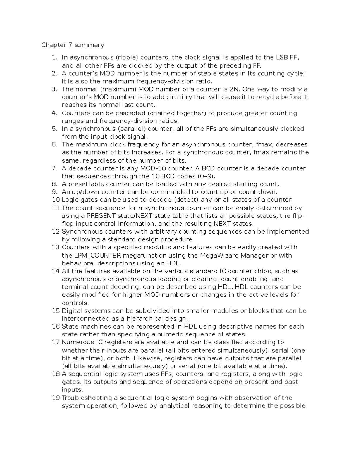 Digital Electronics Chapter 7 Summary: Asynchronous & Synchronous ...