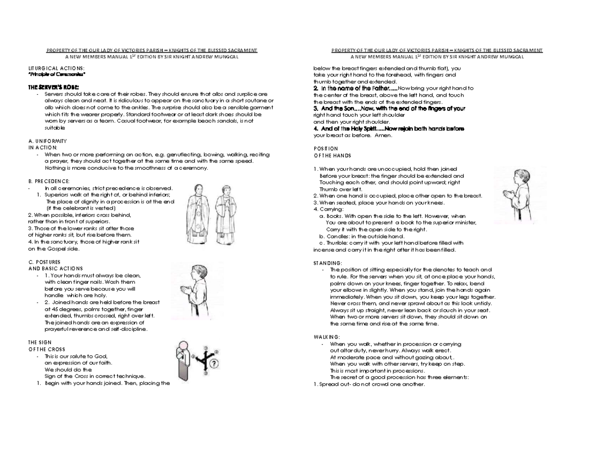 Renewal MAS PT - Altar Server Manual: Guidelines for New Members - Studocu