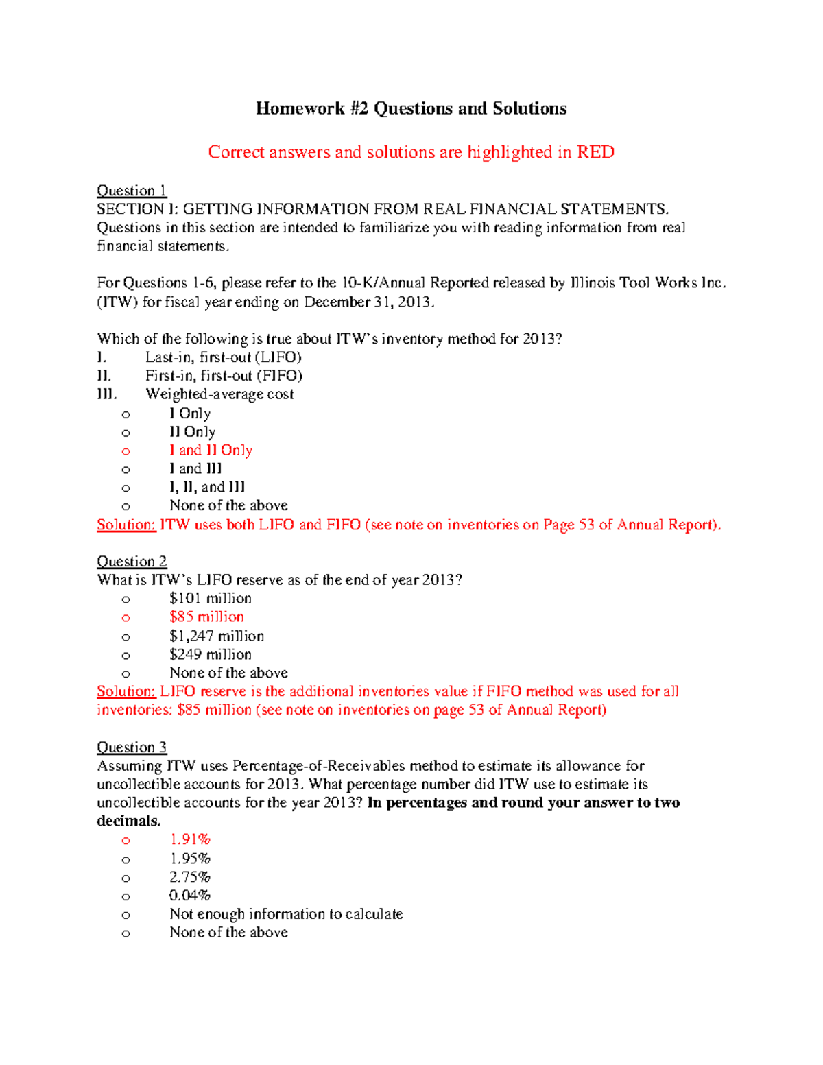 Homework 2: Financial Statement Analysis Questions & Solutions - Studocu