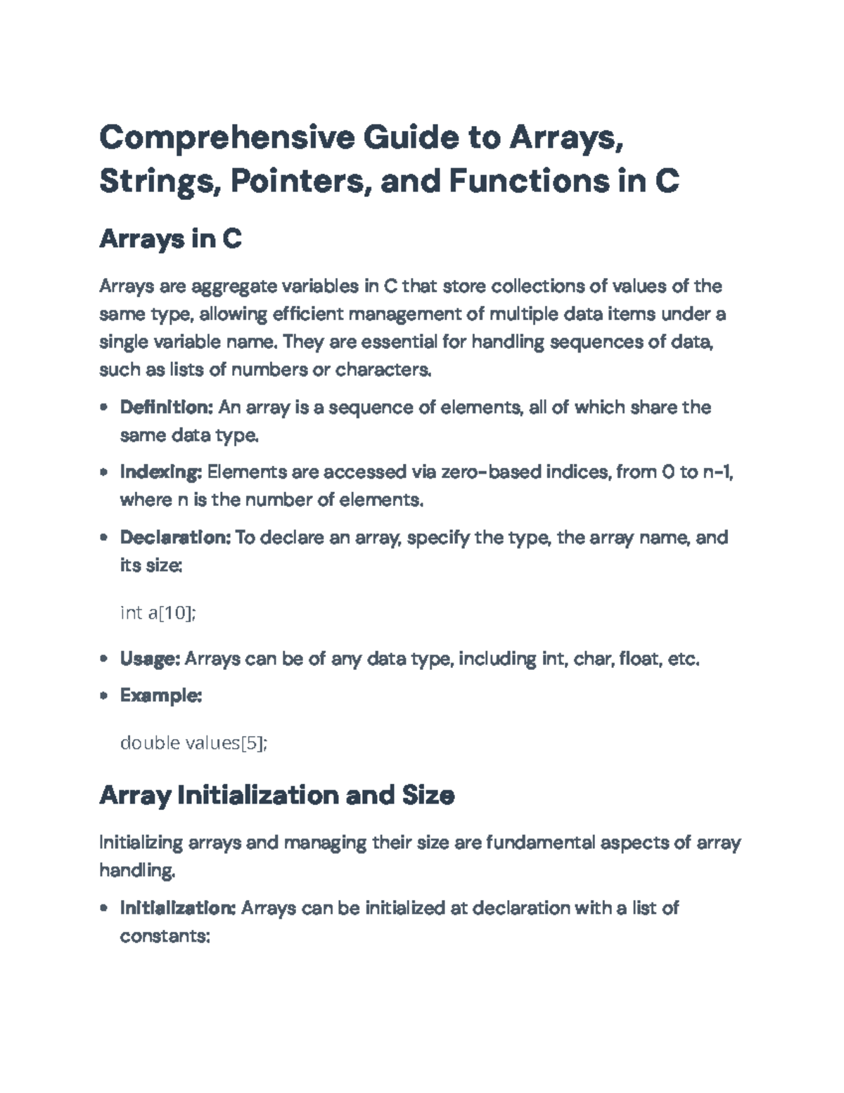 C Programming: Comprehensive Guide to Arrays, Strings, Pointers ...